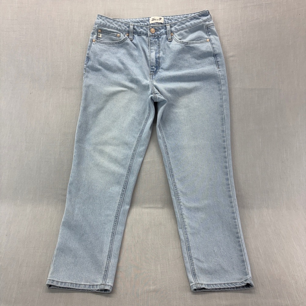 Seven7 Jeans Women 10 Straight Leg Light Blue Denim Stretch Casual